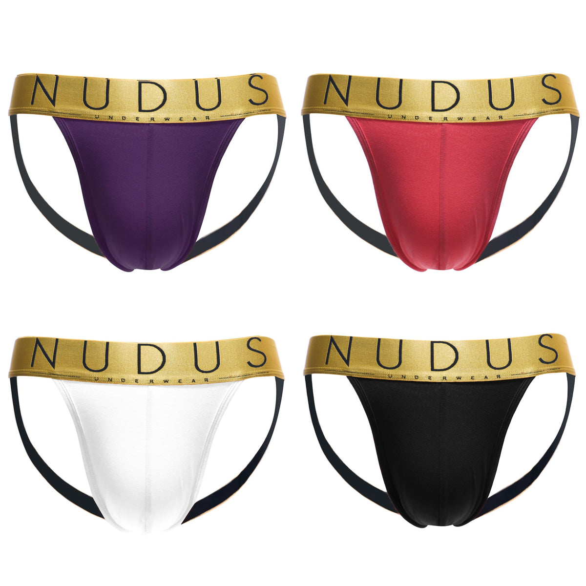 NUDUS Men's Cotton Jockstraps - Pack of 4 - Gift Box