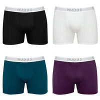 NUDUS Men's Bamboo Boxer Briefs - Fly Opening - Pack of 4 - Gift Box