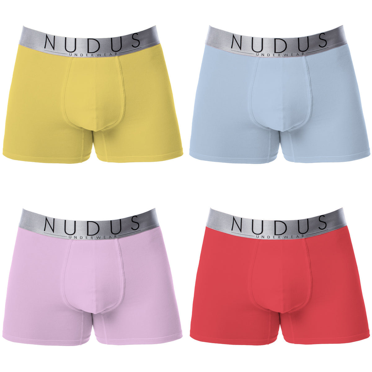 NUDUS Men's Cotton Boxer Briefs - Pack of 4 - Gift Box