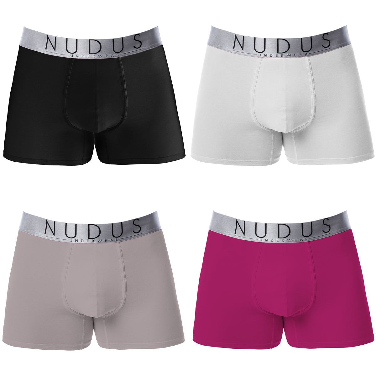 NUDUS Men's Cotton Boxer Briefs - Pack of 4 - Gift Box