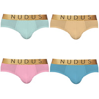 NUDUS Men's Bamboo Briefs - Double Pouch - Pack of 4 - Gift Box