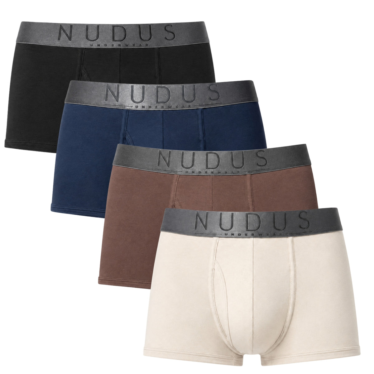 NUDUS Men's Modal Trunks - Fly Opening - Pack of 4 - Gift Box