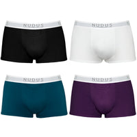 NUDUS Men's Bamboo Trunks - Fly Opening - Pack of 4 - Gift Box