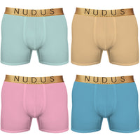 NUDUS Men's Bamboo Boxer Briefs - Double Pouch - Pack of 4 - Gift Box