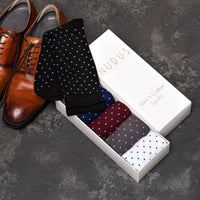 NUDUS Men’s Cotton Polka Dot Dress Socks 5-Pair Gift Box