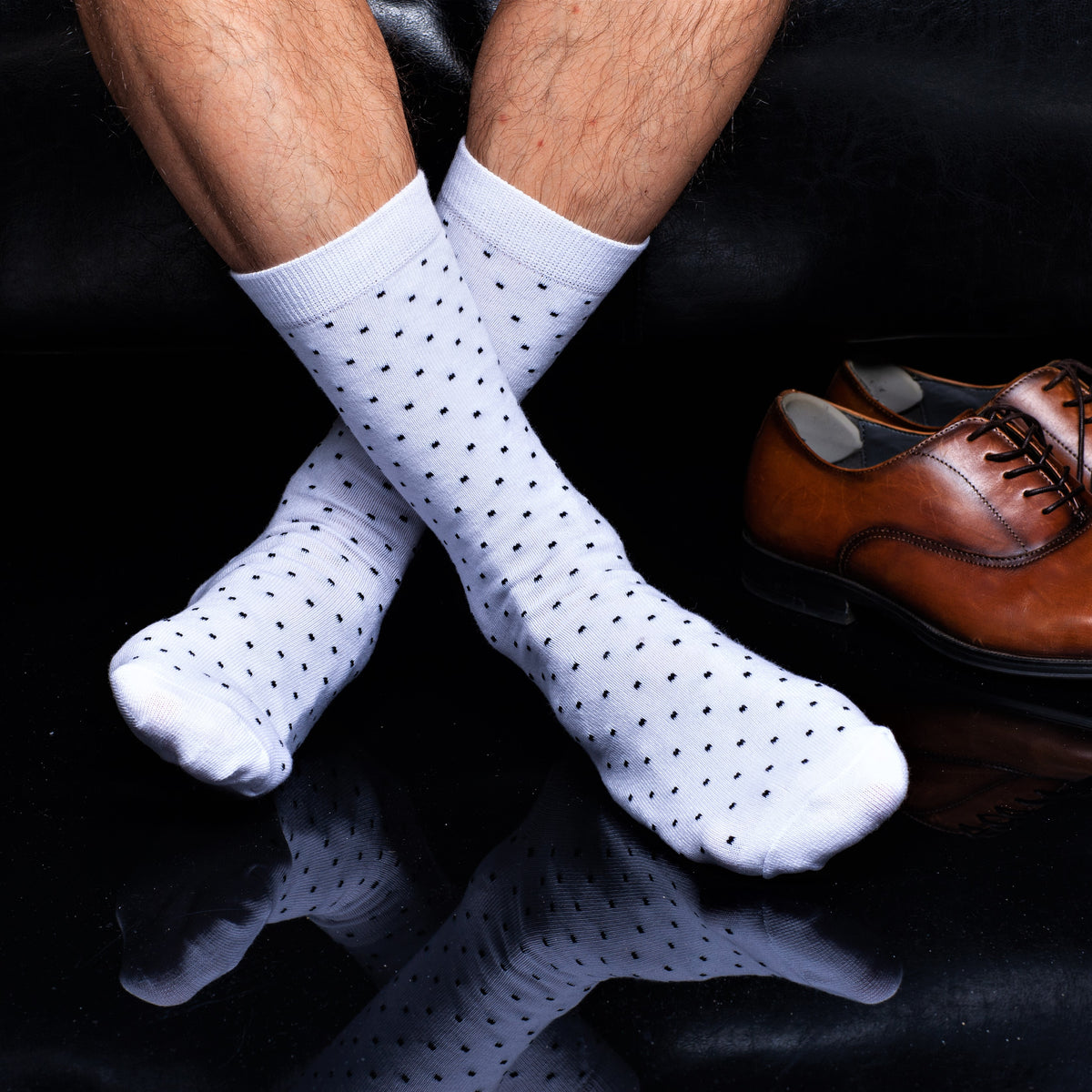 NUDUS Men’s Cotton Polka Dot Dress Socks 5-Pair Gift Box